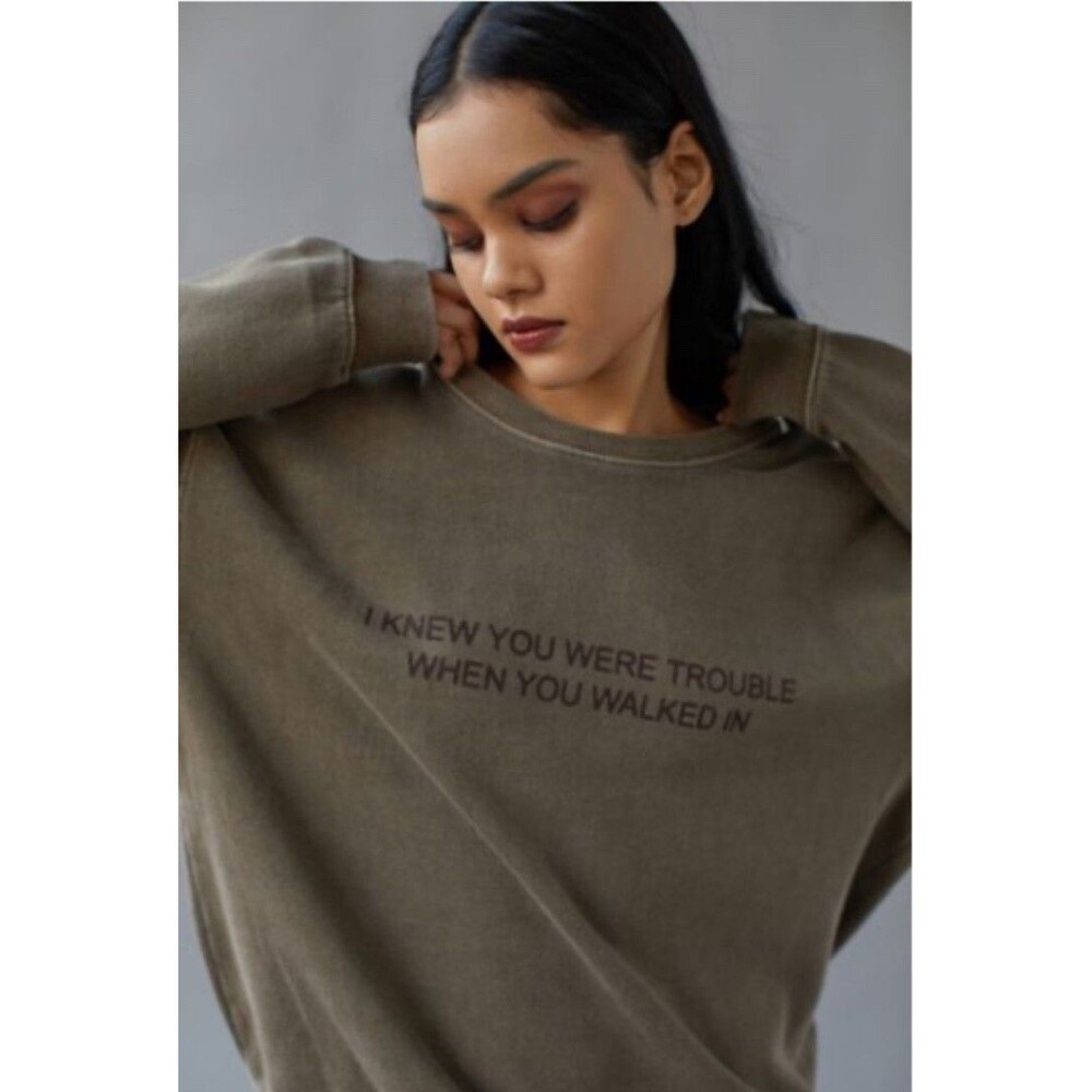 Taylor Swift Sweatshirt Adult S, Tan Sand Urban Outfitters,Red, Trouble Crew NWT
